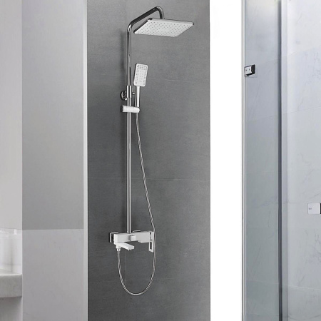 Душевая стойка со смесителем Shevanik S9036F хром/белый