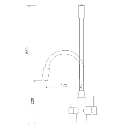 Смеситель для кухни GROSS AQUA 3133611SSB Neosteel с подключением к фильтру питьевой воды, гибкий излив