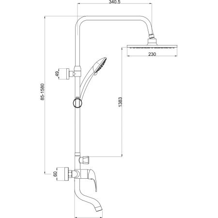Душевая стойка со смесителем GROSS AQUA Base GA9006SMD011 с изливом