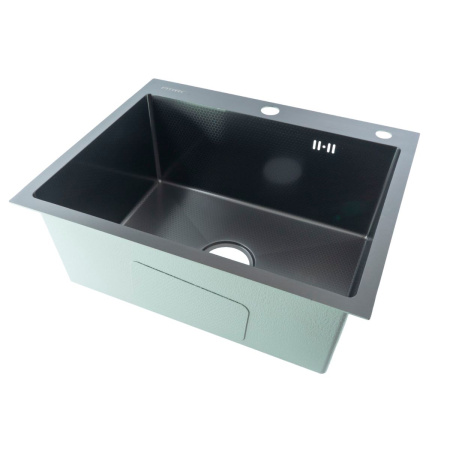 Мойка для кухни врезная Fmark FSC5545Q графит из нержавеющей стали, 55*45 см с сифоном