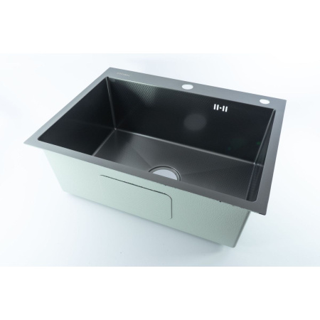 Мойка для кухни врезная Fmark FSC6045Q графит из нержавеющей стали, 60*50 см с сифоном