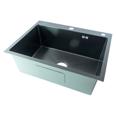 Мойка для кухни врезная Fmark FSC6045Q графит из нержавеющей стали, 60*50 см с сифоном