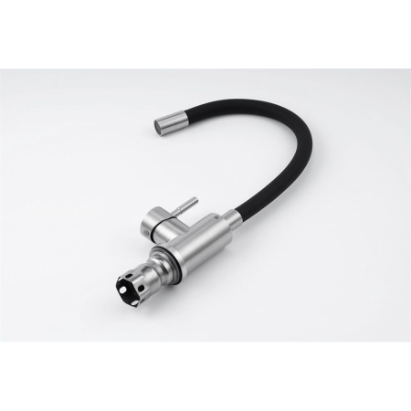 Смеситель для кухни Knotlor StreamLine SS-07 из нержавеющей стали,с гибким черный изливом