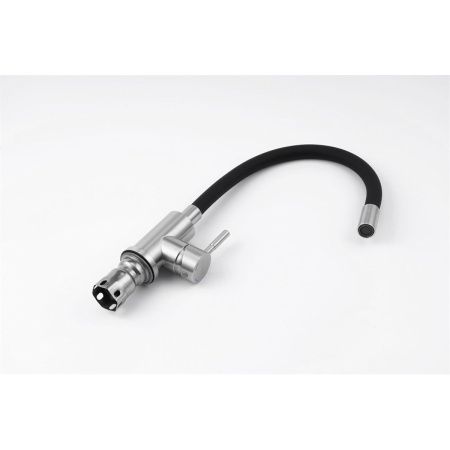 Смеситель для кухни Knotlor StreamLine SS-07 из нержавеющей стали,с гибким черный изливом