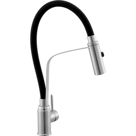 Смеситель для кухни Knotlor StreamLine SS-07 из нержавеющей стали,с гибким черный изливом
