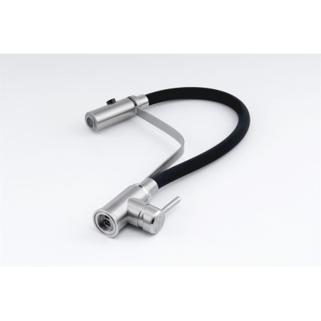 Смеситель для кухни Knotlor StreamLine SS-07 из нержавеющей стали,с гибким черный изливом