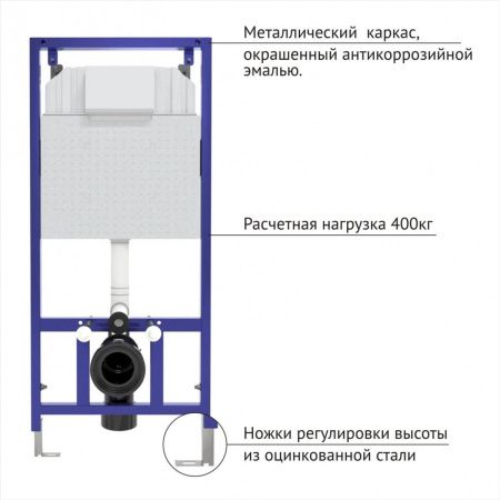 Инсталляция BERGES NOVUM 040265 с двухрежимной кнопкой O5 Soft Touch черная