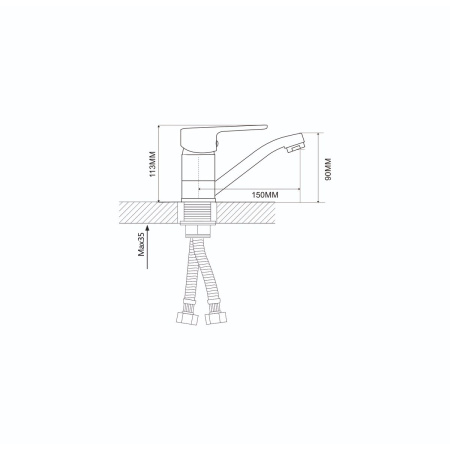 Смеситель для раковины/кухни Ammore A5103-A чёрный
