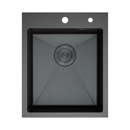 Мойка для кухни врезная D&K DKS415006 графит из нержавеющей стали, 41*50 см с сифоном, коландером, дозатором