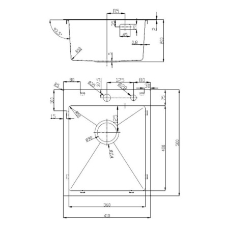 Мойка для кухни врезная D&K DKS415006 графит из нержавеющей стали, 41*50 см с сифоном, коландером, дозатором