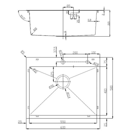 Мойка для кухни врезная D&K DKS605006 графит из нержавеющей стали, 60*50 см с сифоном, коландером, дозатором