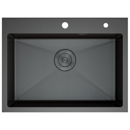 Мойка для кухни врезная D&K DKS605006 графит из нержавеющей стали, 60*50 см с сифоном, коландером, дозатором