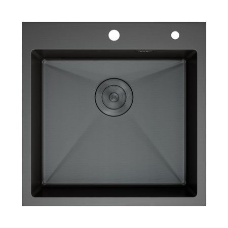 Мойка для кухни врезная D&K DKS505006 графит из нержавеющей стали, 50*50 см с сифоном, коландером, дозатором