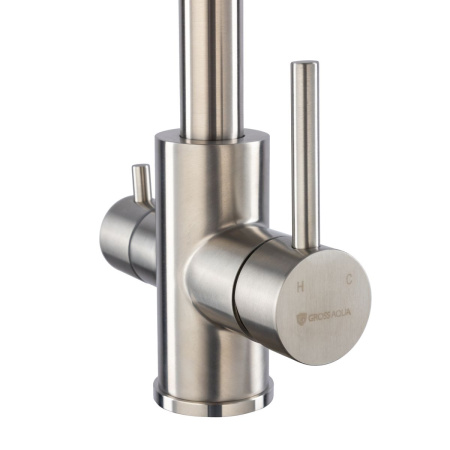 Смеситель для кухни GROSS AQUA GA3121609SS Neosteel с подключением к фильтру питьевой воды