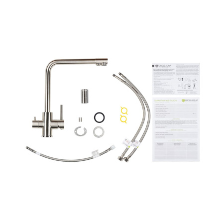 Смеситель для кухни GROSS AQUA GA3121609SS Neosteel с подключением к фильтру питьевой воды