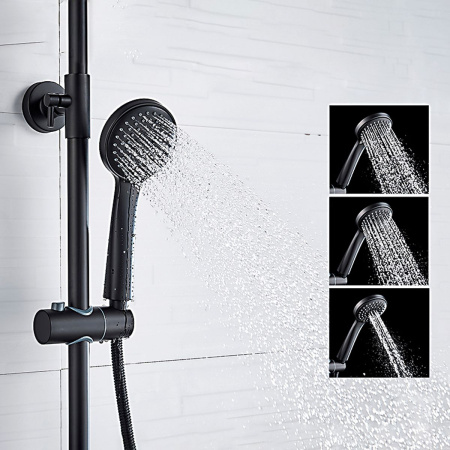 Душевая система со смесителем LEDEME L2422B термостат черный (5)