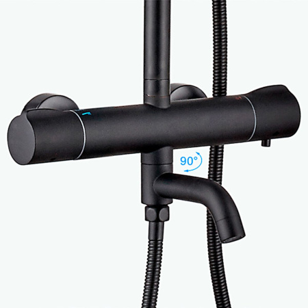 Душевая система со смесителем LEDEME L2422B термостат черный (5)