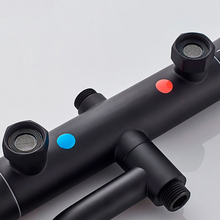 Душевая система со смесителем LEDEME L2422B термостат черный (5)