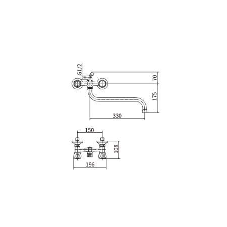Смеситель для ванны PLStart PL2210 ABS-пластик высокопрочный с длинным изливом