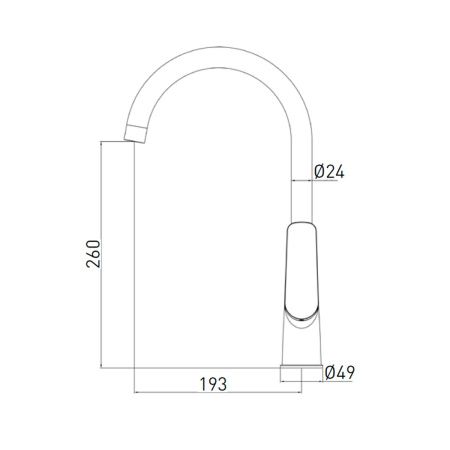 Смеситель для кухни GROSS AQUA Scandi 32425245C-B02 высокий излив