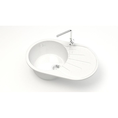 Мойка для кухни врезная BERGG Granit Касандра Z110G31 белая из искусственного мрамора, 73*45 см без сифона