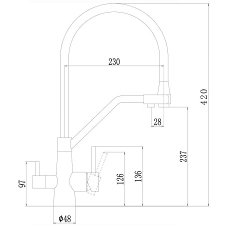 Смеситель для кухонной мойки Fmark FS0662-Q01 под фильтр питьевой воды, графит, с гибким изливом черный