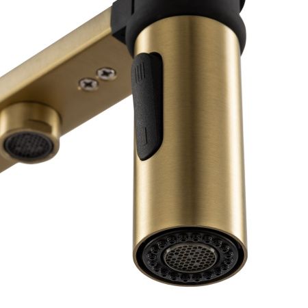 Смеситель для кухни GROSS AQUA 3188611SSMGB Neosteel матовое золото, с подключением к фильтру питьевой воды