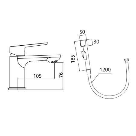 Смеситель для умывальника GROSS AQUA Dyno 6249285C, с гигиеническим душем
