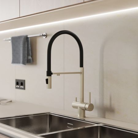 Смеситель для кухни GROSS AQUA 3188611SSB Neosteel нержавеющая сталь, с подключением к фильтру питьевой воды