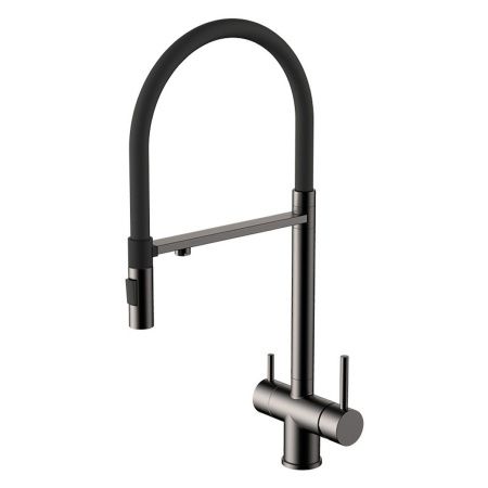 Смеситель для кухни GROSS AQUA 3188611SSGMB Neosteel графит, с подключением к фильтру питьевой воды