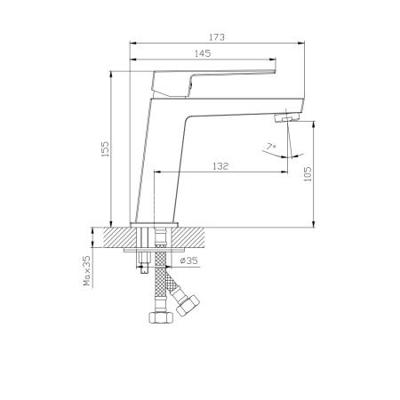 Смеситель для раковины RUSH Thira TR3635-12Grey графит
