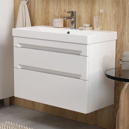 Тумба подвесная EQUIL Corner 80.2Y tpCRNR80.2Y-06 краска 2 ящика с раковиной Lake 9696-80