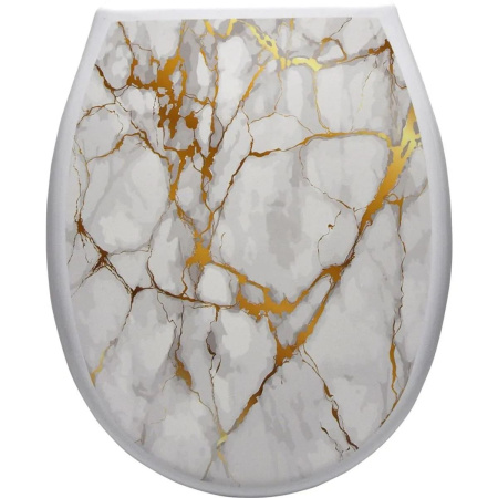 Сиденье для унитаза с рисунком Белый мрамор 104-406-22
