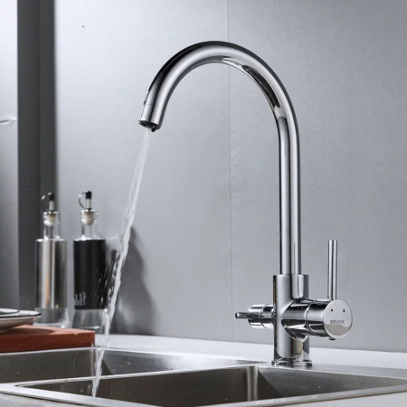 Смеситель для кухни Shevanik S128 с подключением фильтра питьевой воды, хром
