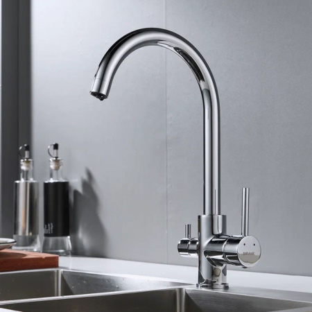 Смеситель для кухни Shevanik S128 с подключением фильтра питьевой воды, хром