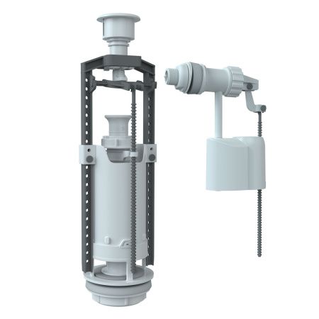 Арматура для бачка унитаза Unicorn SM-B/W боковой подвод, кнопка белая, однорежимная