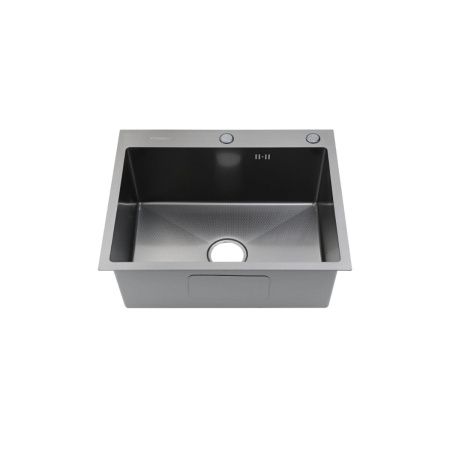 Мойка для кухни врезная Fmark FSC5050Q графит из нержавеющей стали, 50*50 см с сифоном