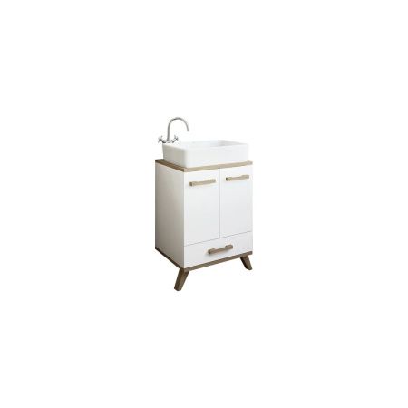 Тумба SANFLOR Ингрид 60 (Белый матовый, вяз швейцарский) 600*980*450 С0001916