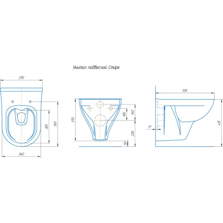 Комплект Инсталляция АНИ Пласт WCP4130A с механической кнопкой, белая WP1300, 1300х400х225 мм  + Унитаз подвесной Stark (с микролифтом) Kirovit 30726