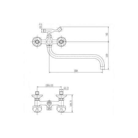 Смеситель для ванны FASHUN A2626-2 с длинным изливом