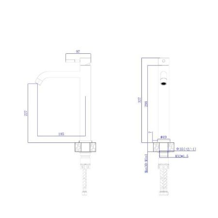 Смеситель для раковины высокий RUSH Melos SUS1101-12Grey, графит из нержавеющей стали