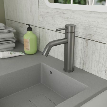 Смеситель для раковины RUSH Melos SUS1101-11Grey Графит, из нержавеющей стали