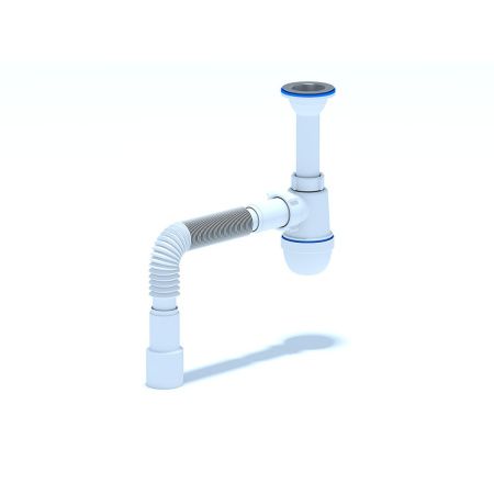 Cифон для мойки 1 1/2"х40 АНИ пласт C0115 с гофрой 40х40/50