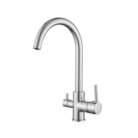 Смеситель для кухни BELZ B76801 сатин с подключением к фильтру питьевой воды, хром