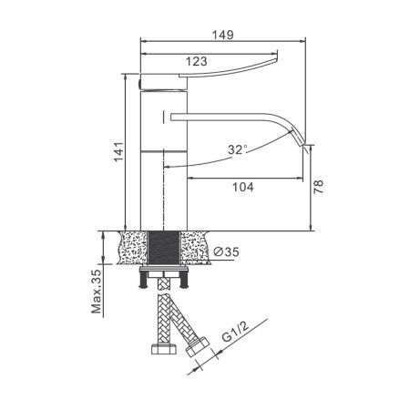 Смеситель для раковины BELZ B10812-3 оружейная сталь