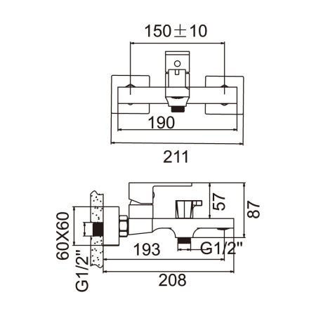 Смеситель для ванны BELZ B60613 хром