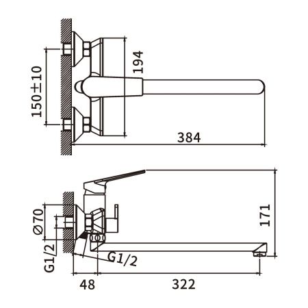 Смеситель для ванны BELZ B22533-7 черный