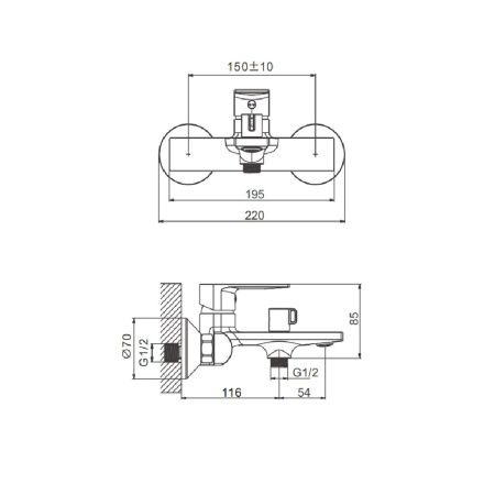 Смеситель для ванны BELZ B60678 хром