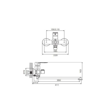Смеситель для ванны BELZ B22678 хром