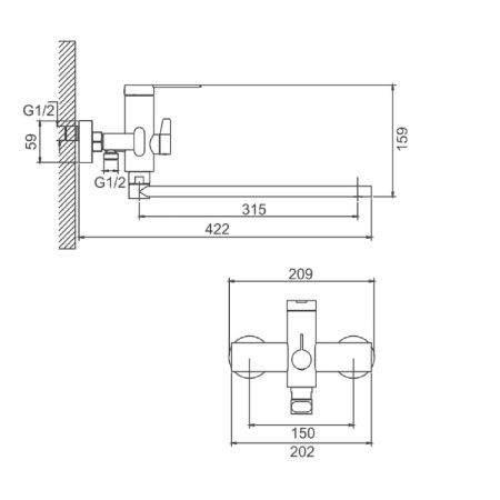 Смеситель для ванны BELZ B22813-7 черный